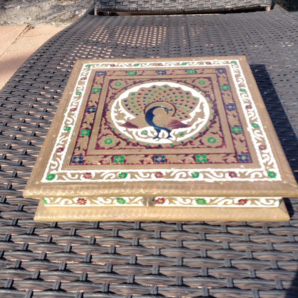 Wooden Meenakari Mukhwas Box Dry Fruit Box 10”x 10”. - Picture 8 of 8
